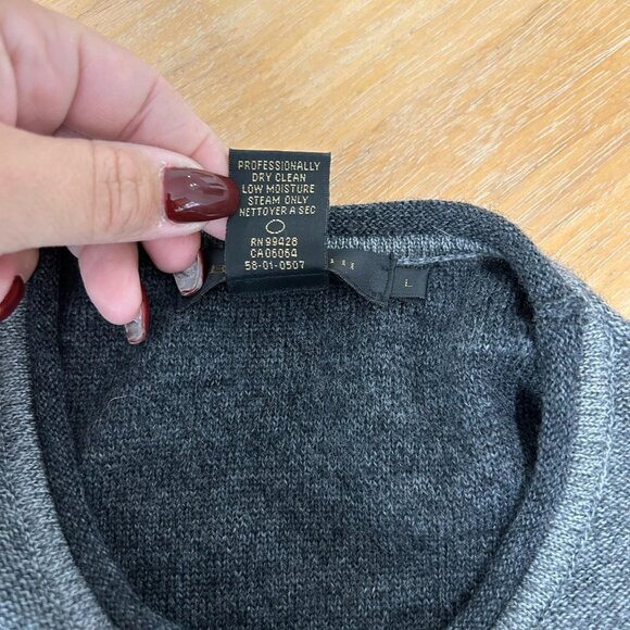 Bugatchi Uomo Sweater Mens Large Gray Merino Wool Crewneck Textured Block Knit - Picture 8 of 10